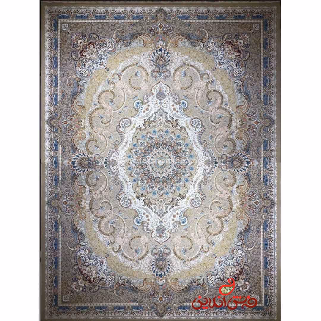 فرش ماشینی شاهکار صفویه 5500 آبی خاکستری