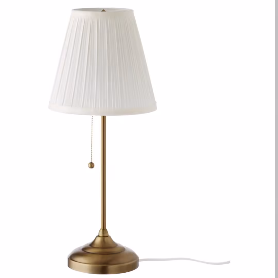 آباژور رومیزی ایکیا آرستید، طلایی و سفید.ARSTID.Table lamp  کد محصول603.213.76 