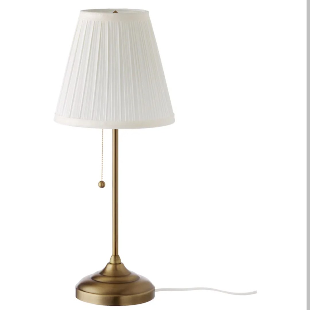 آباژور رومیزی ایکیا آرستید، طلایی و سفید.ARSTID.Table lamp کد محصول603.213.76