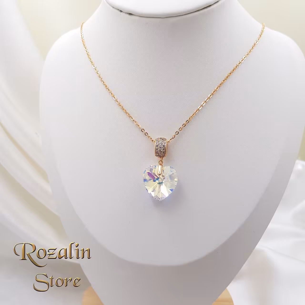 گردنبند زنانه ژوپینگ نگین سواروسکی مدل قلب کد RS-667