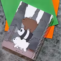 دفتر خطدار جلد سخت 80 برگی سیمی  طرح  خرس های کله فندوقی کیوت