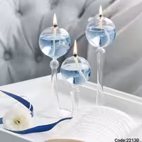 جاشمعی شیشه ای حبابی پایه دار ،جنس پیرکس ، سه سایز ، سوخت الکل،تزئینیو شیک