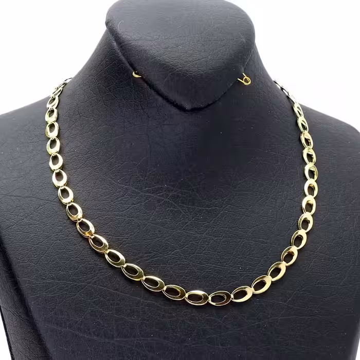 زنجیر استیل رنگ ثابت مدل حلقه ای طلایی 1726،  6mm اسپورت 

