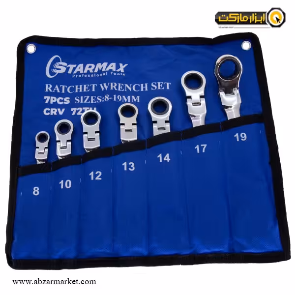 ست آچار یکسر تخت یکسر رینگ جغجغه استارمکس تاشو 7 عددی مدل SHO-11S007F