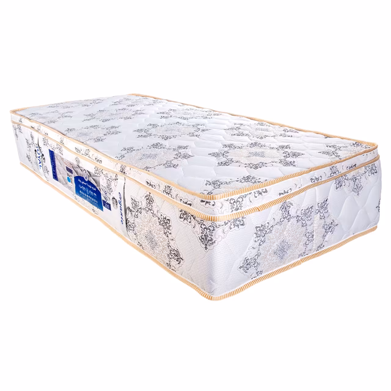 تشک طبی فنری رویال مدل رویال ارگانیک تک نفره سایز 200در90 سانتی متر طرح فرش و طرح قو