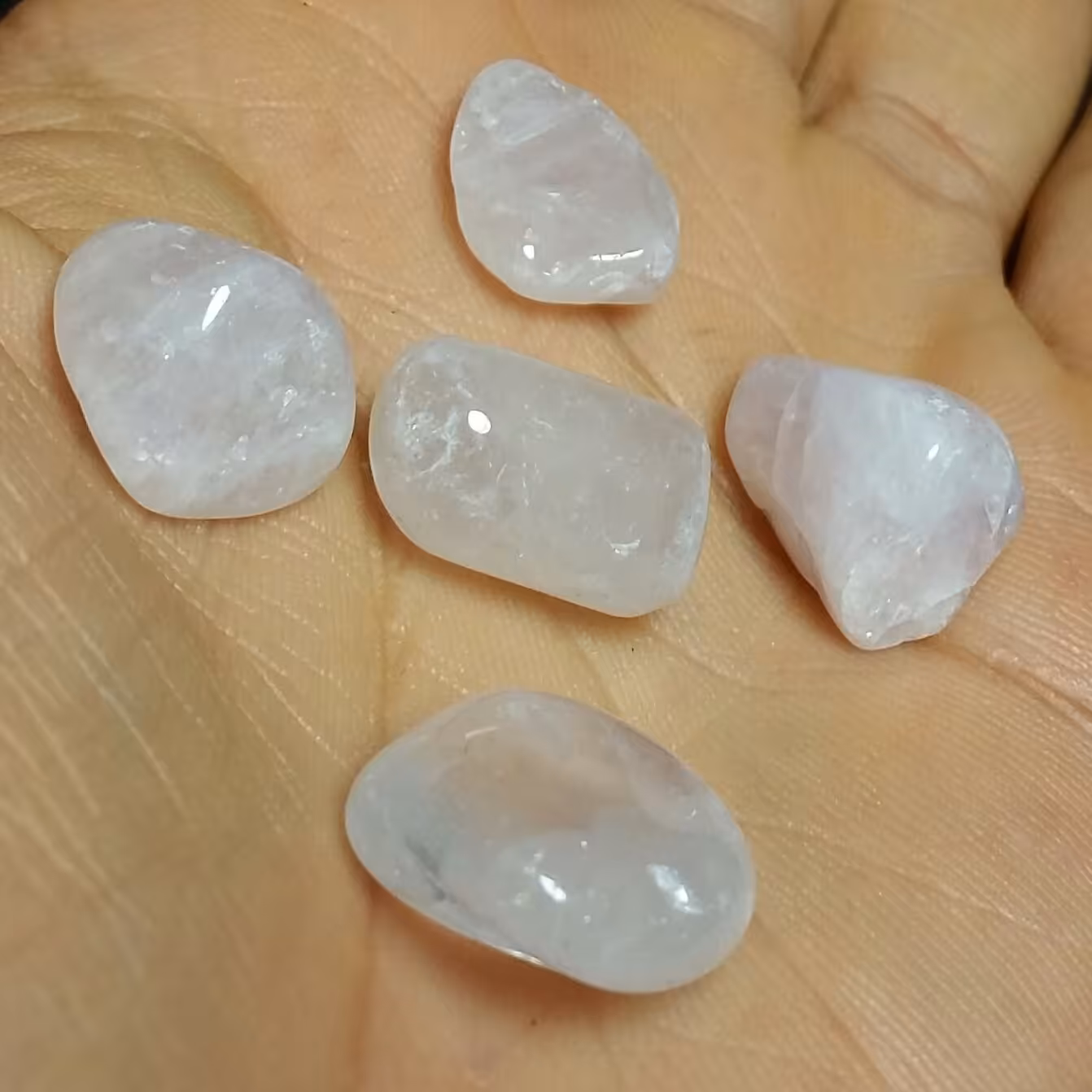 رز کوارتز رزکوارتز پک 5 عددی حبه رزکوارتز تمام پولیش خاص و پر انرژی کد 11260