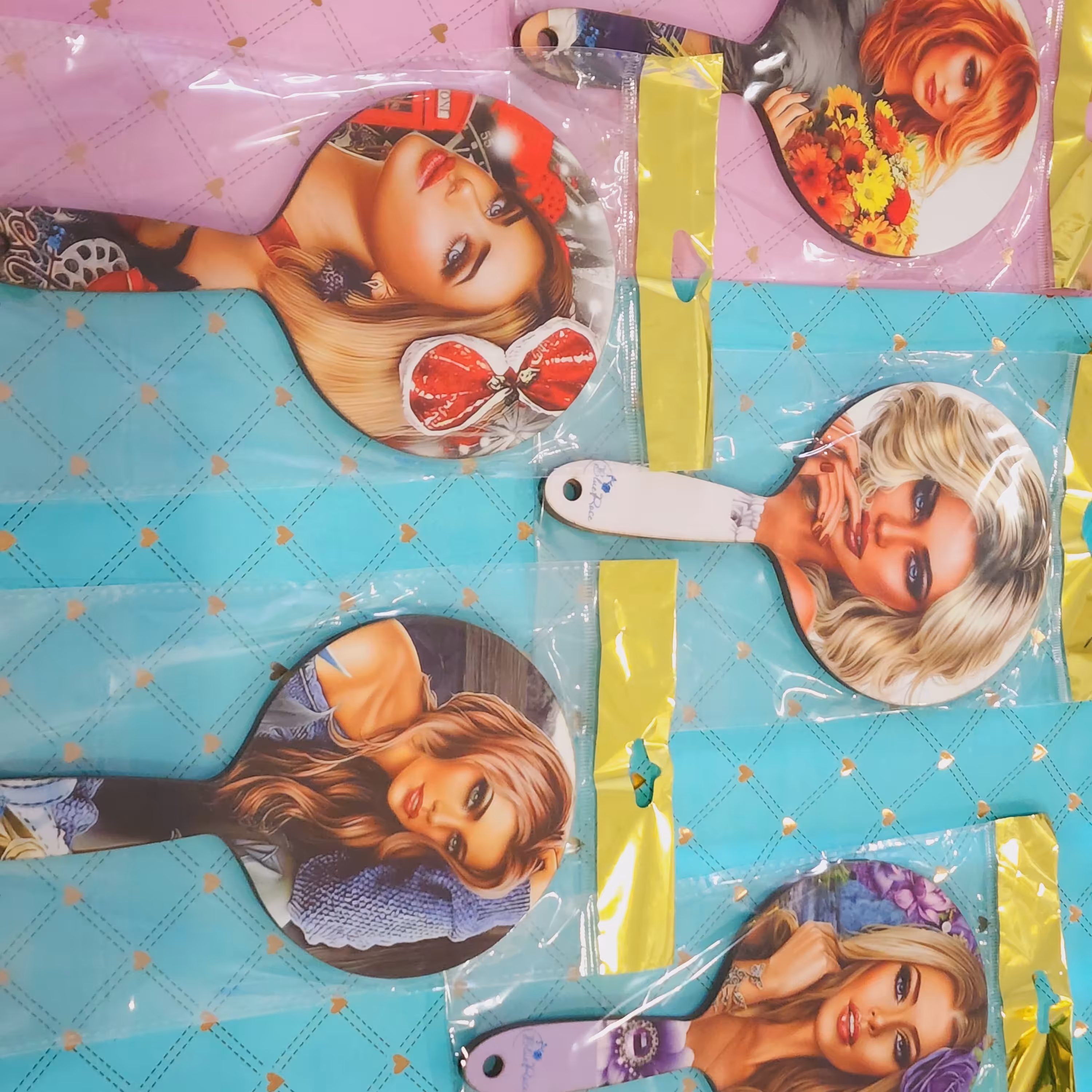 ایینه دسته دار  طرح های دخترونه جذاب 