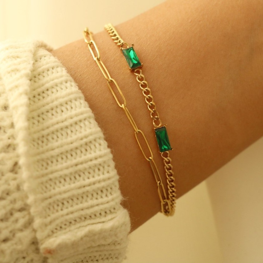 دستبند استیل نگین اتریشی