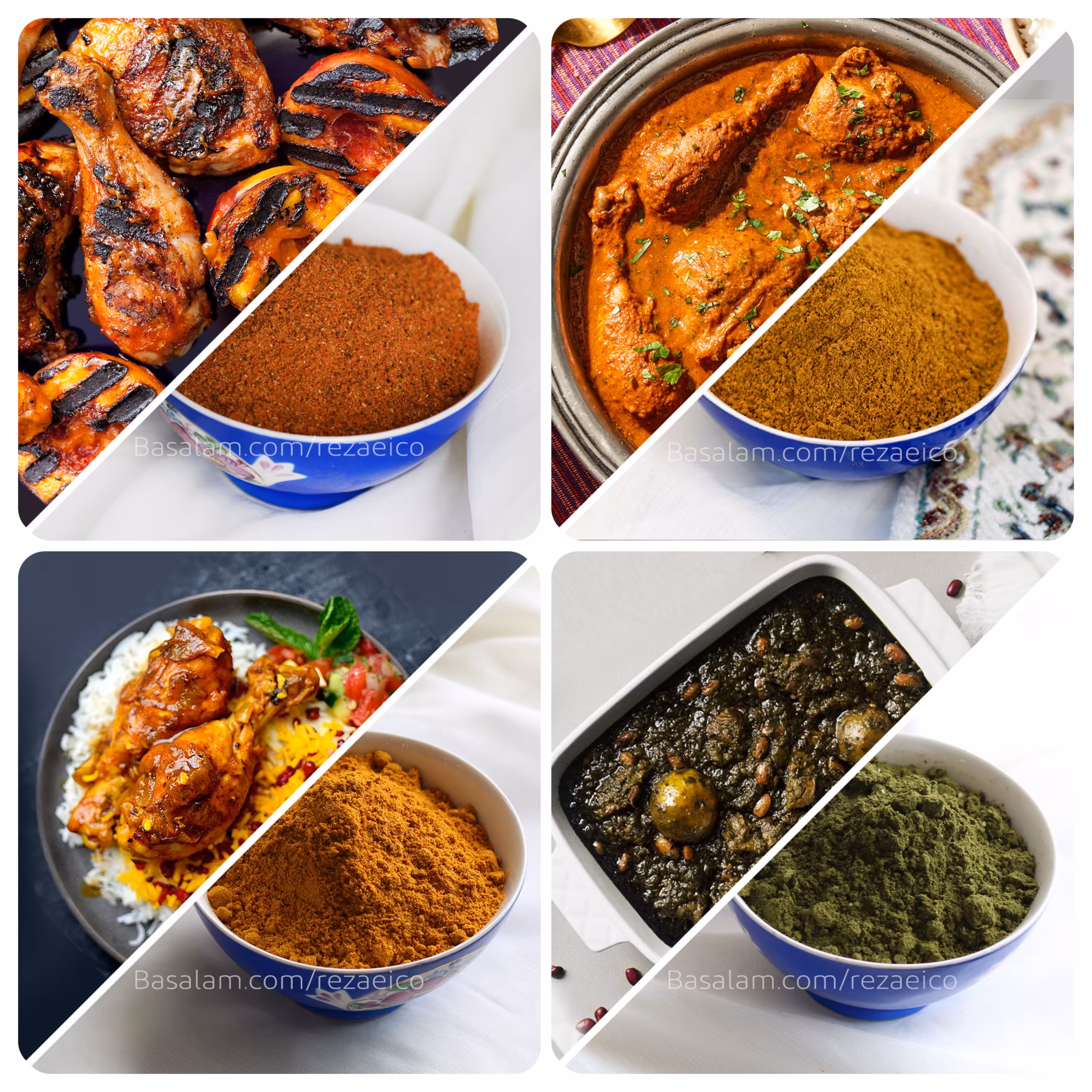 پک 4 ادویه مخصوص شامل ادویه کاری - باربیکیو - قرمه سبزی و مرغ و ماهی