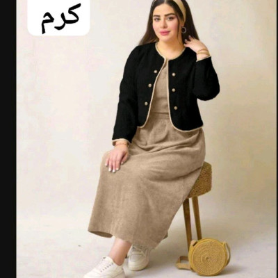 ست دوتیکه هانیا مخمل کبریتی ریز شیک ومجلسی برای شیکپوشان