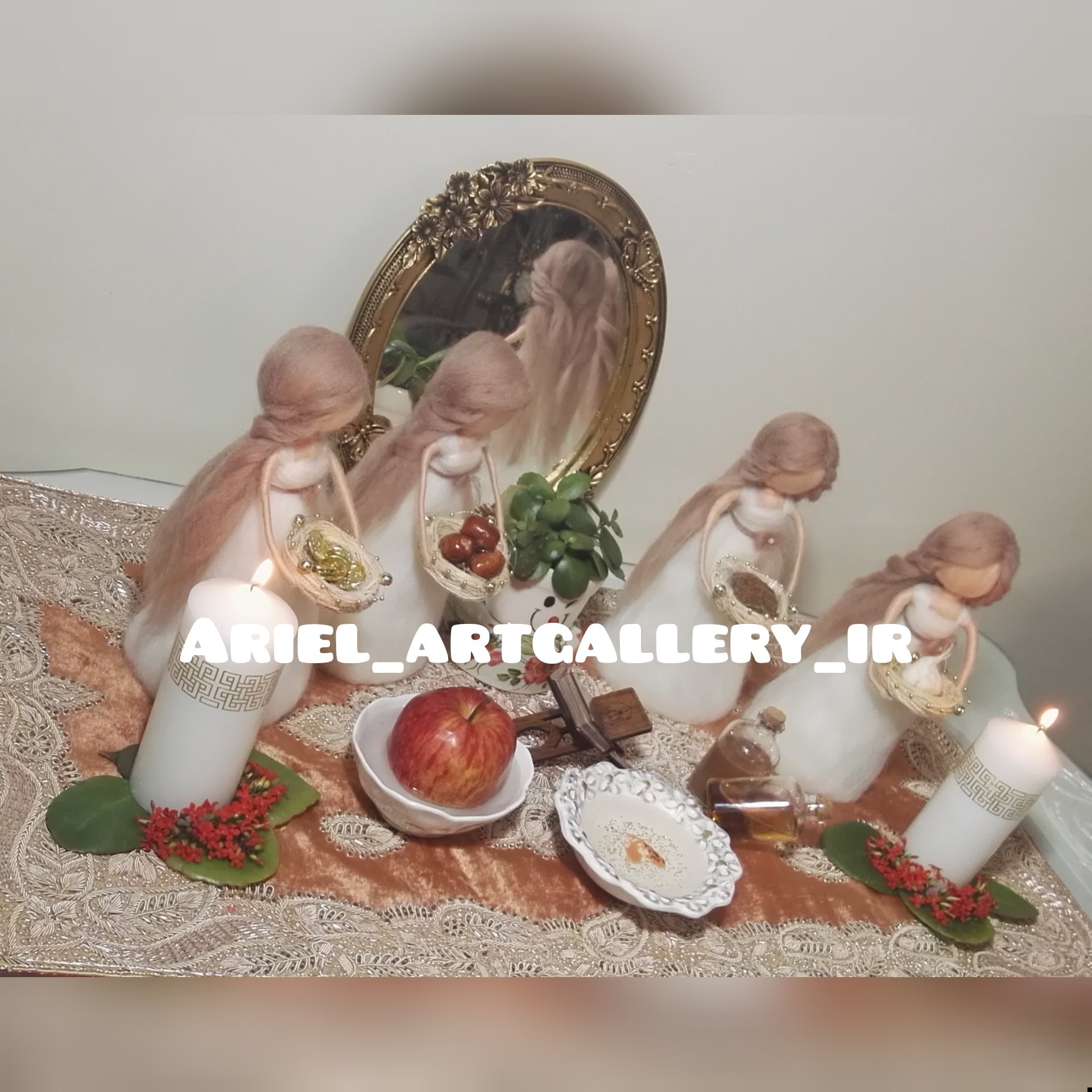 مجموعه چهار عددی عروسک های سفره هفت سین جنس کچه (الیاف ترکیه ای کچه))