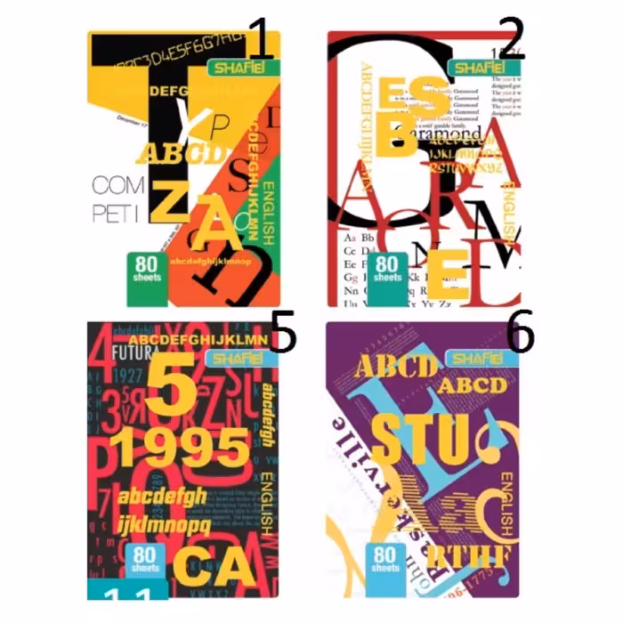 دفتر 80 برگ لاتین ته چسب فانتزی کد 5 شفیعی