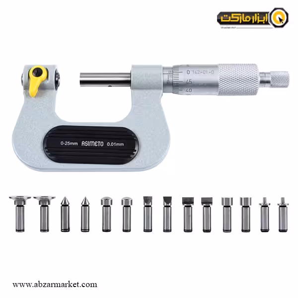 میکرومتر یونیورسال آسیمتو 25-0 خارج سر تعویض شو مدل 0-01-142