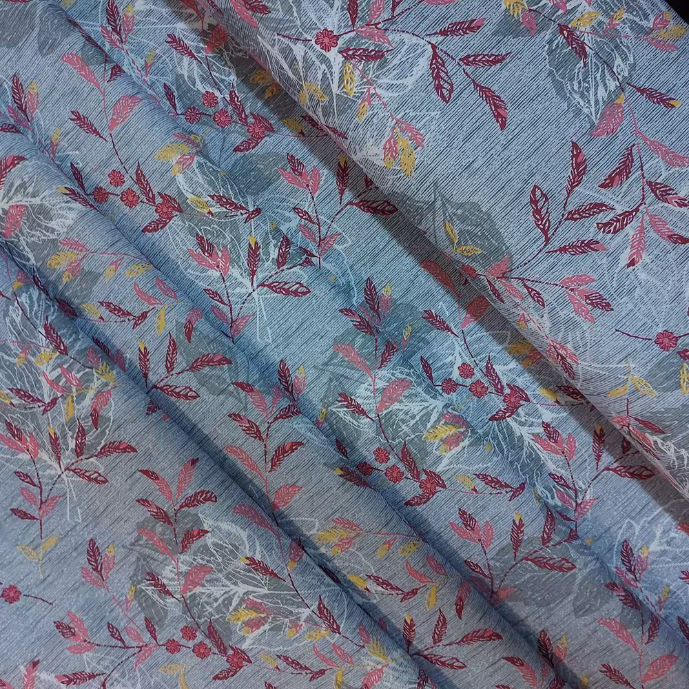 پارچه ملحفه برگ افرا صورتی ملافه ای تترون عرض دو متر پارچه سرای رزاق