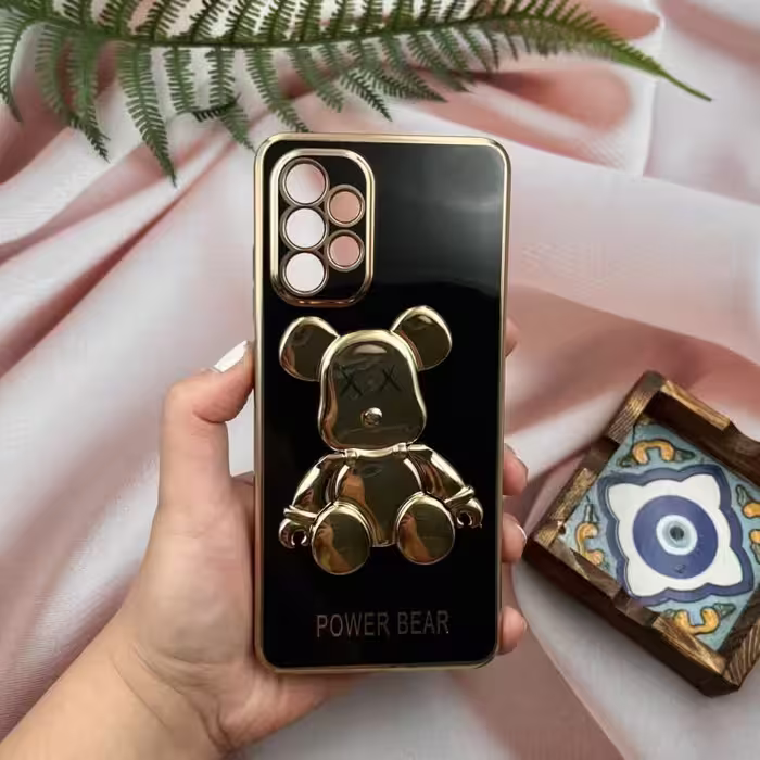 قاب گوشی Galaxy A32 5G سامسونگ خرس تدی طلایی محافظ لنز دار  پاپ سوکتی   کد 61334