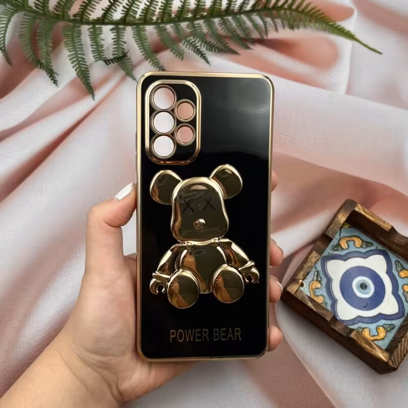 قاب گوشی Galaxy A32 5G سامسونگ خرس تدی طلایی محافظ لنز دار  پاپ سوکتی   کد 61334