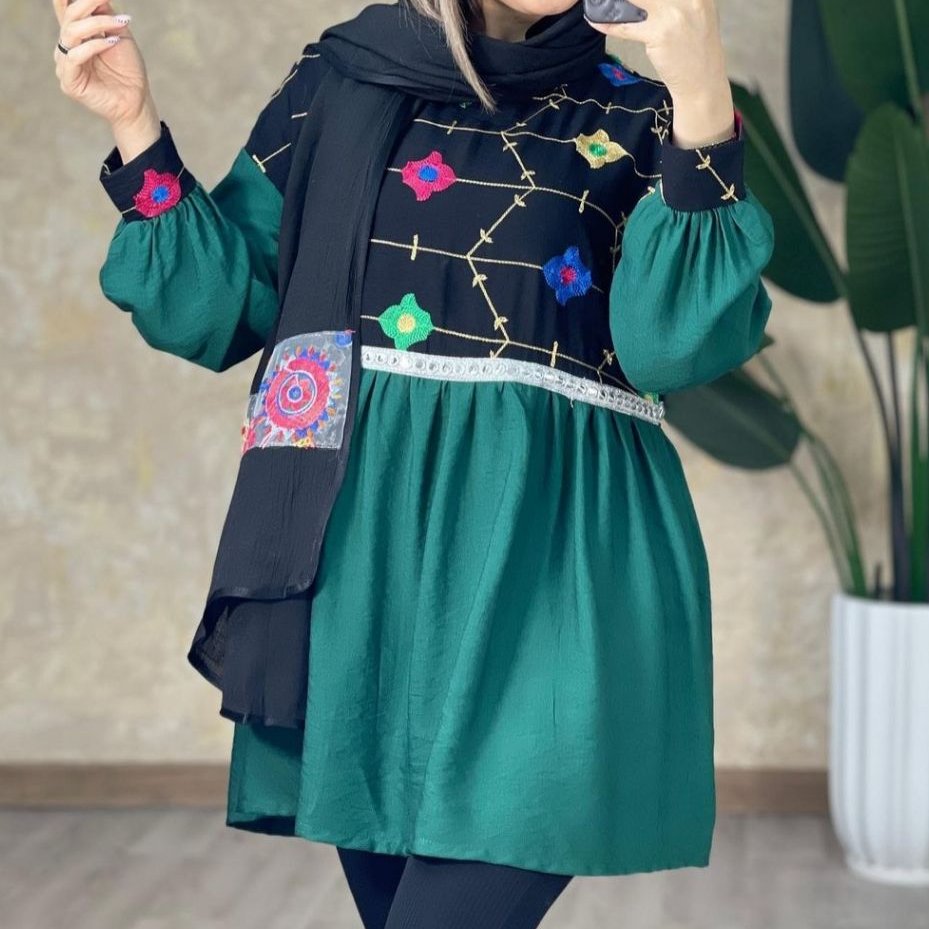 مانتو عروسکی کرسپو گلدوزی نرم و سبک و خنک با کیفیت لطیف و عالی ارسال رایگان