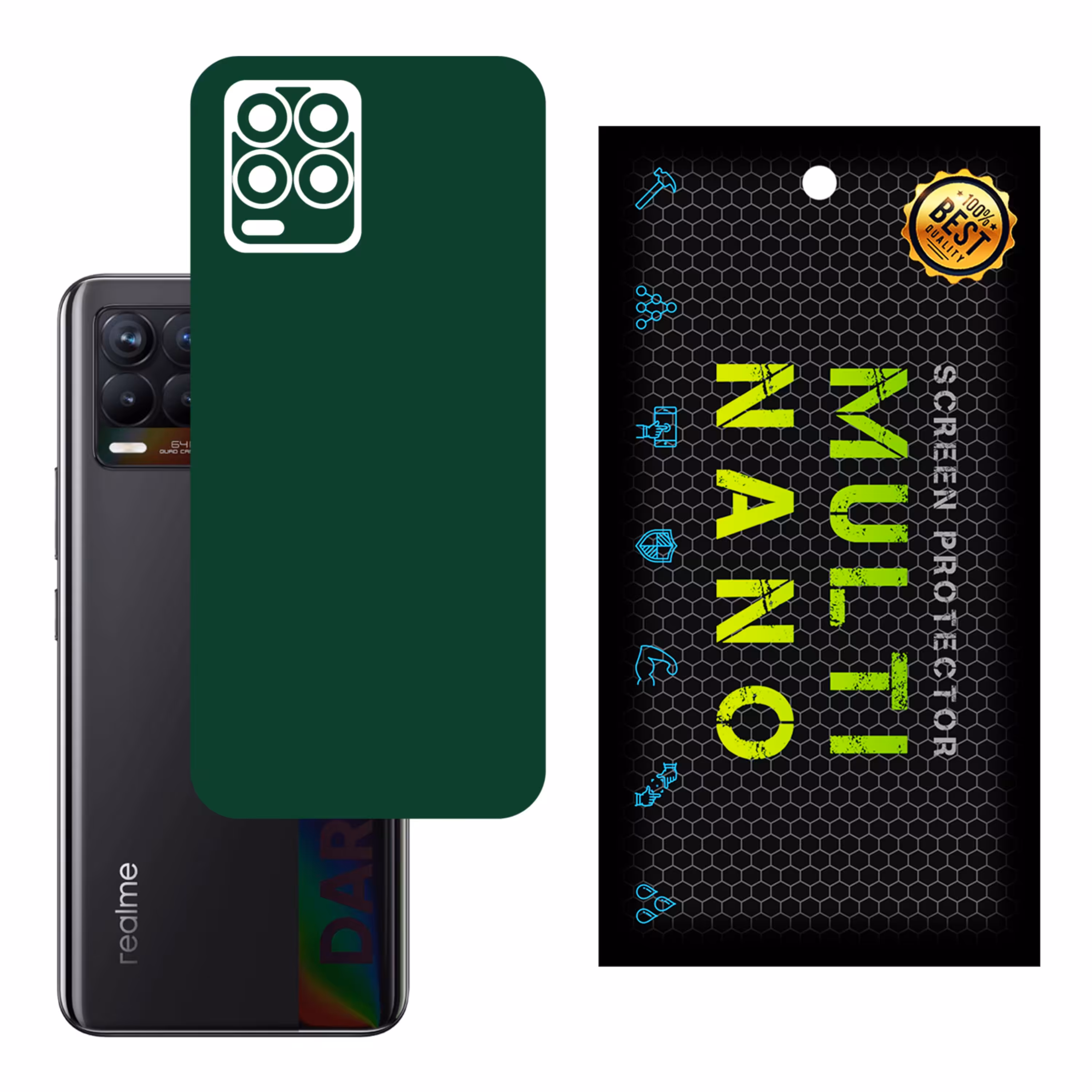 برچسب پوششی MultiNano مدل X-F1M-Green برای پشت موبایل ریلمی8 Pro