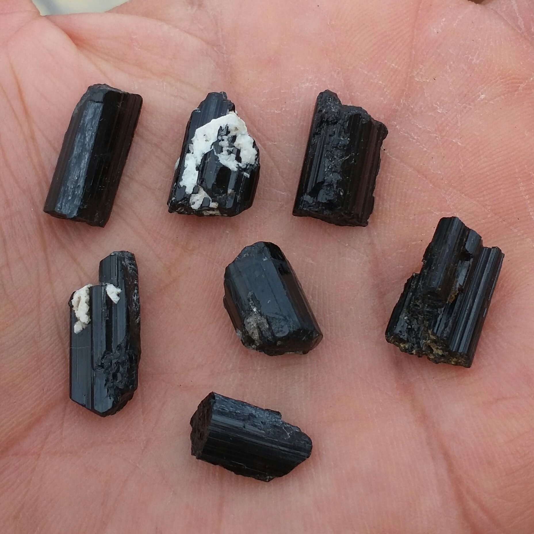 سنگ راف تورمالین شرول وارداتی پک 7 عددی ارزشمند شاهکار خلقت 100درصد طبیعی مناسب جهت کلکسیون و ساخت نگین کد 9512