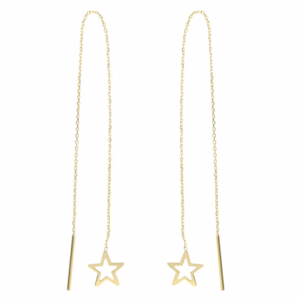 گوشواره بخیه ای مدل ستاره با رنگ ثابت و ضد حساسیت مشابه نمونه طلا