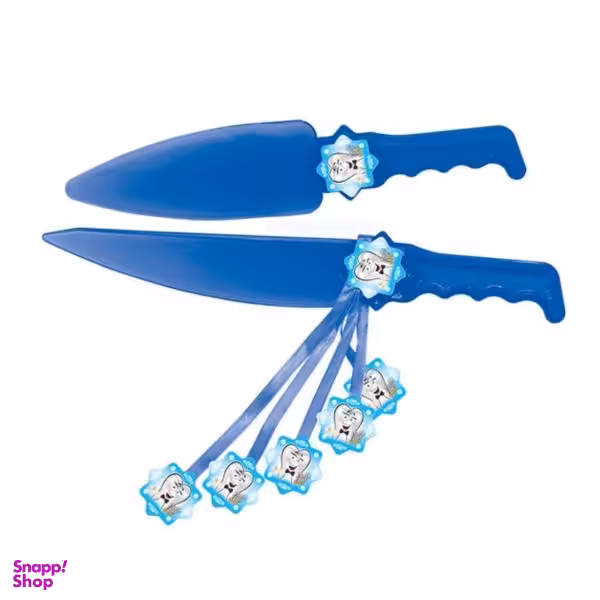 ست کارد و کفگیر سرو کیک مدل دندونی پسر بسته 2 عددی