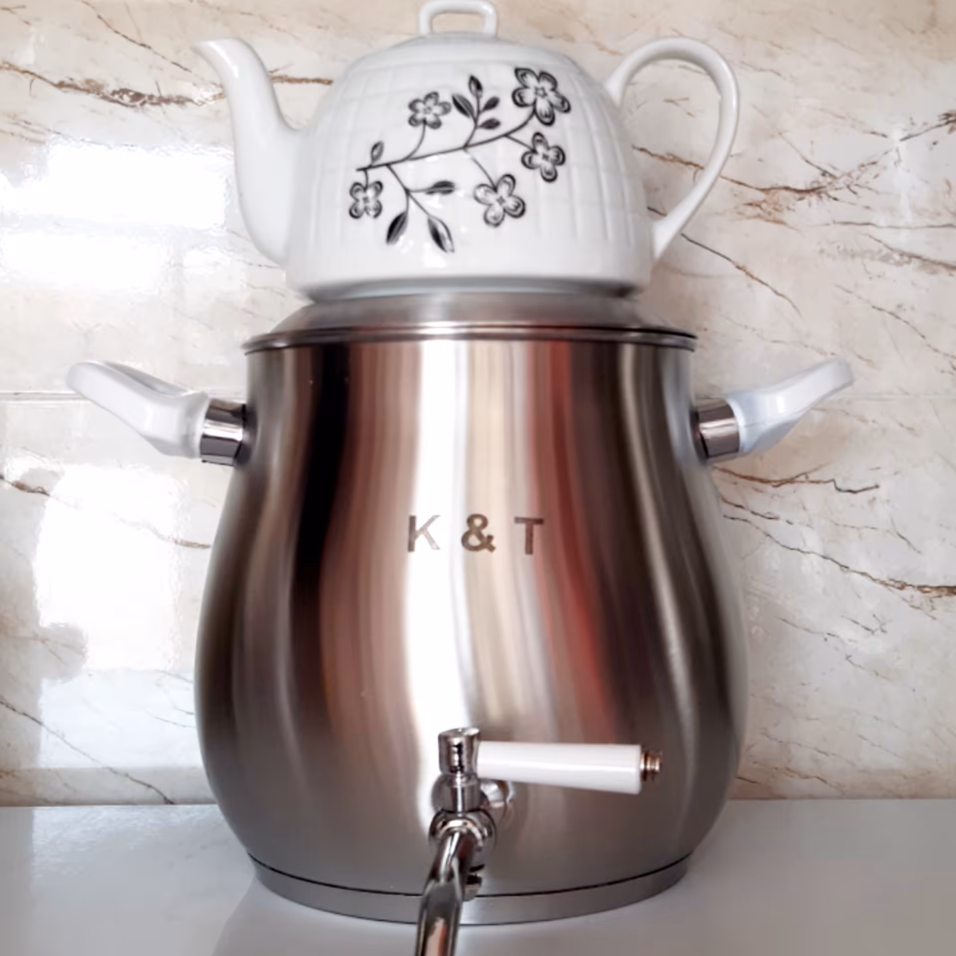 کتری و قوری مدل سماوری کف چدن ایرانی