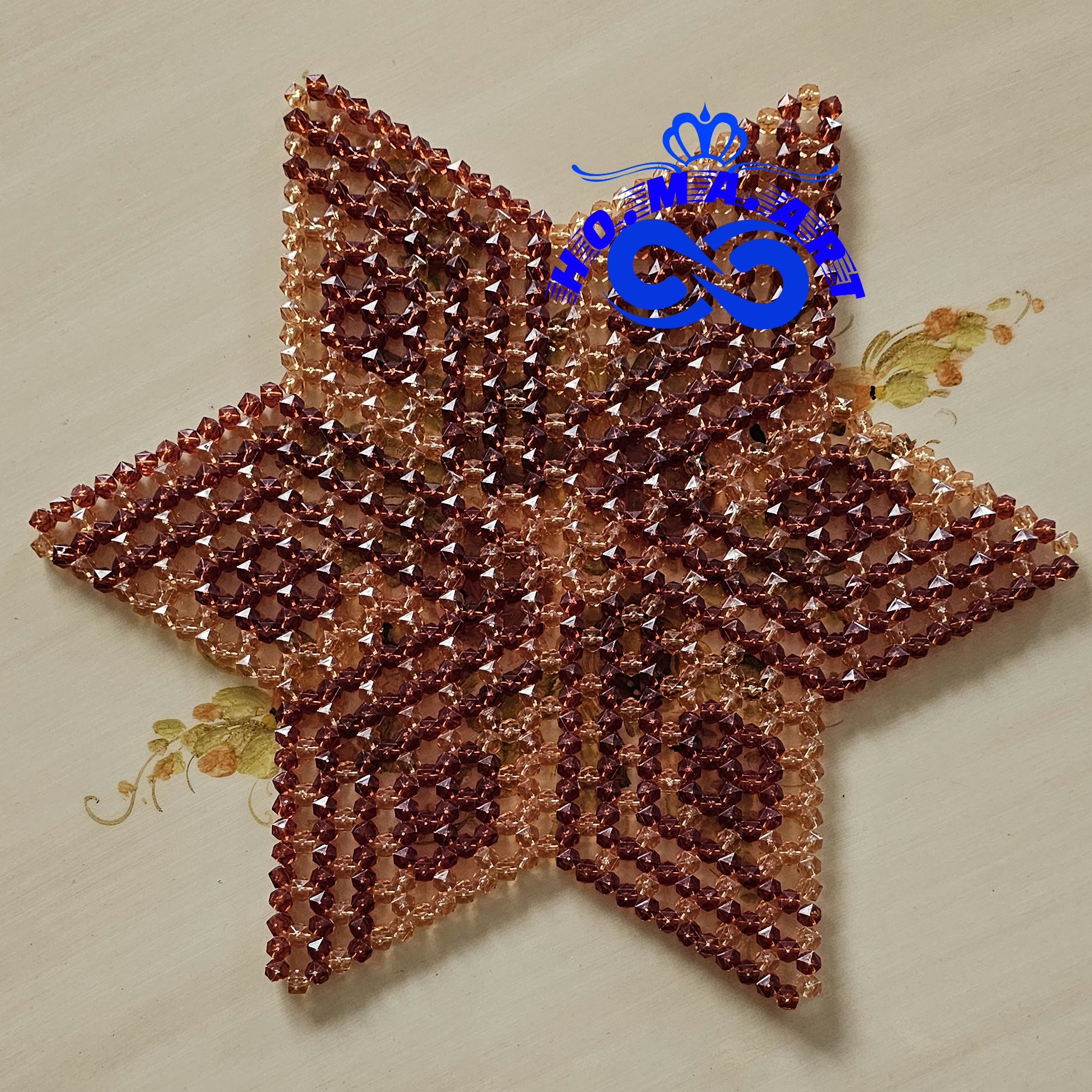 رومیزی ستاره کریستالی قهوه ای