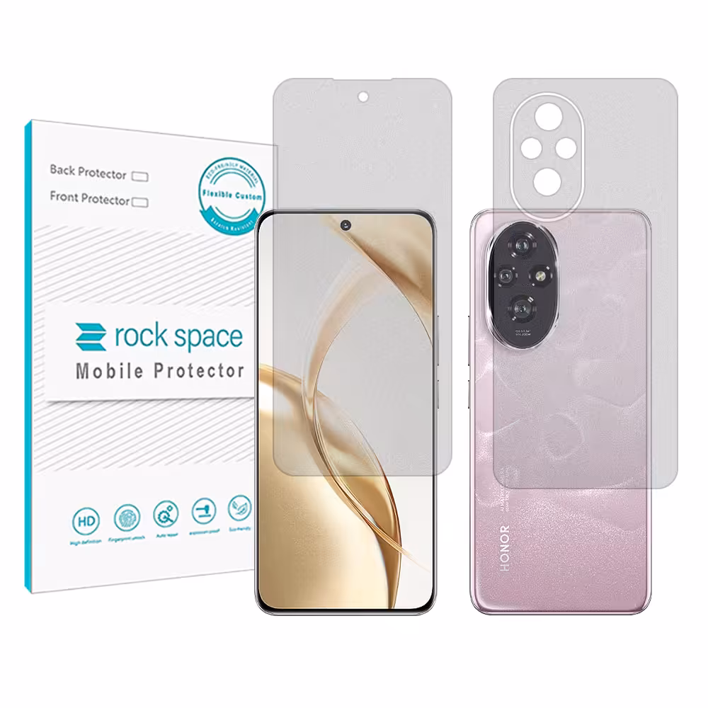 گلس صفحه نمایش و پشت گوشی آنر 200 مدل نانو هیدروژل مات برند راک اسپیس کد ss