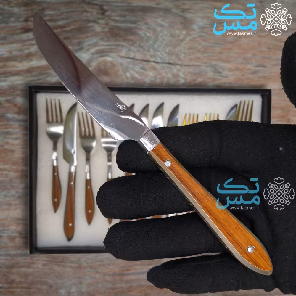 سرویس کارد و چنگال پذیرایی قهوه ای نسکافه ای  دستساز زنجان 016