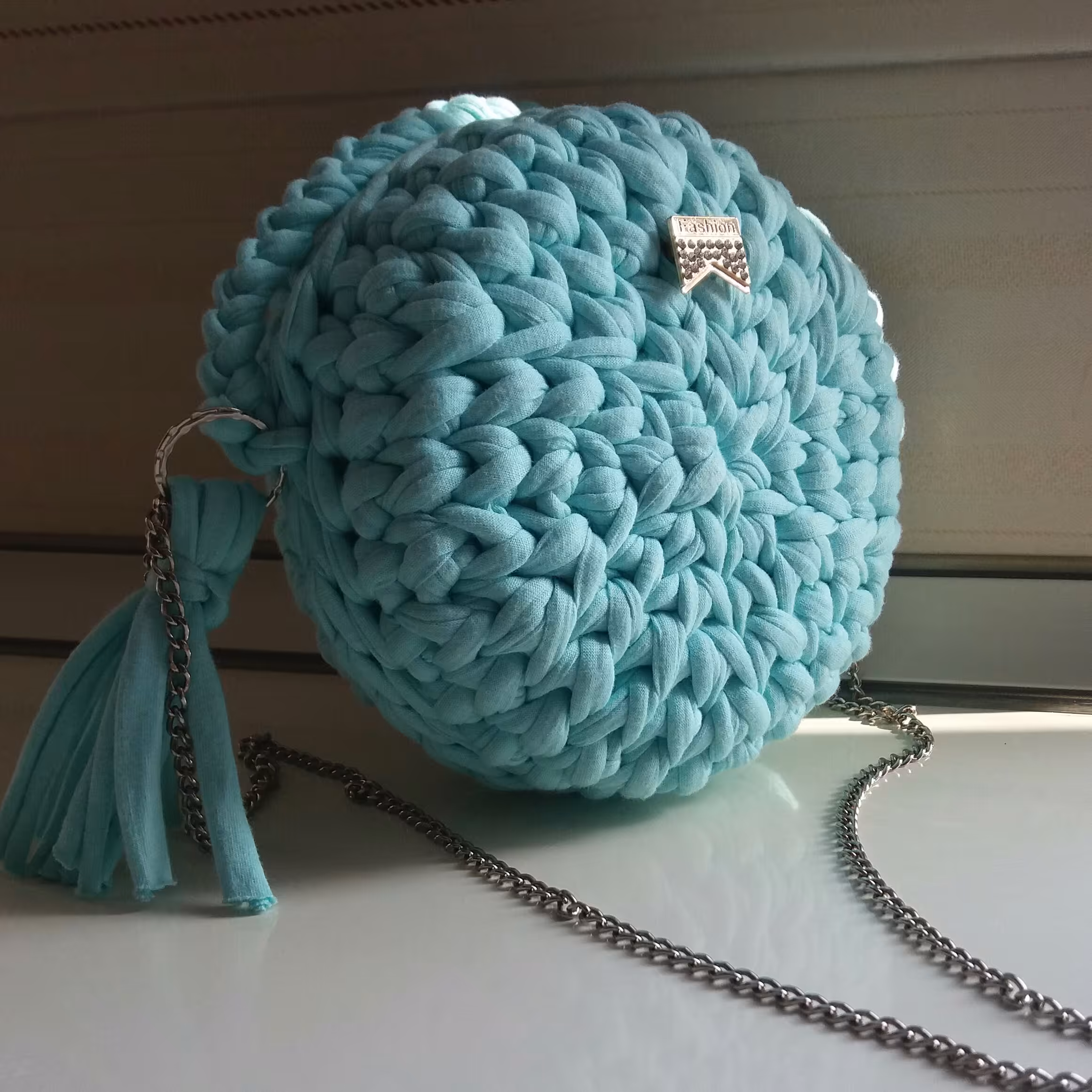کیف گرد تریکو دخترونه رنگ فیروزه ای