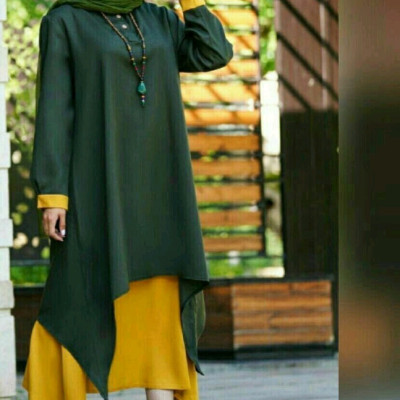 دو تیکه مانتو دامن کرپ اسکاچی مدل شاهپری