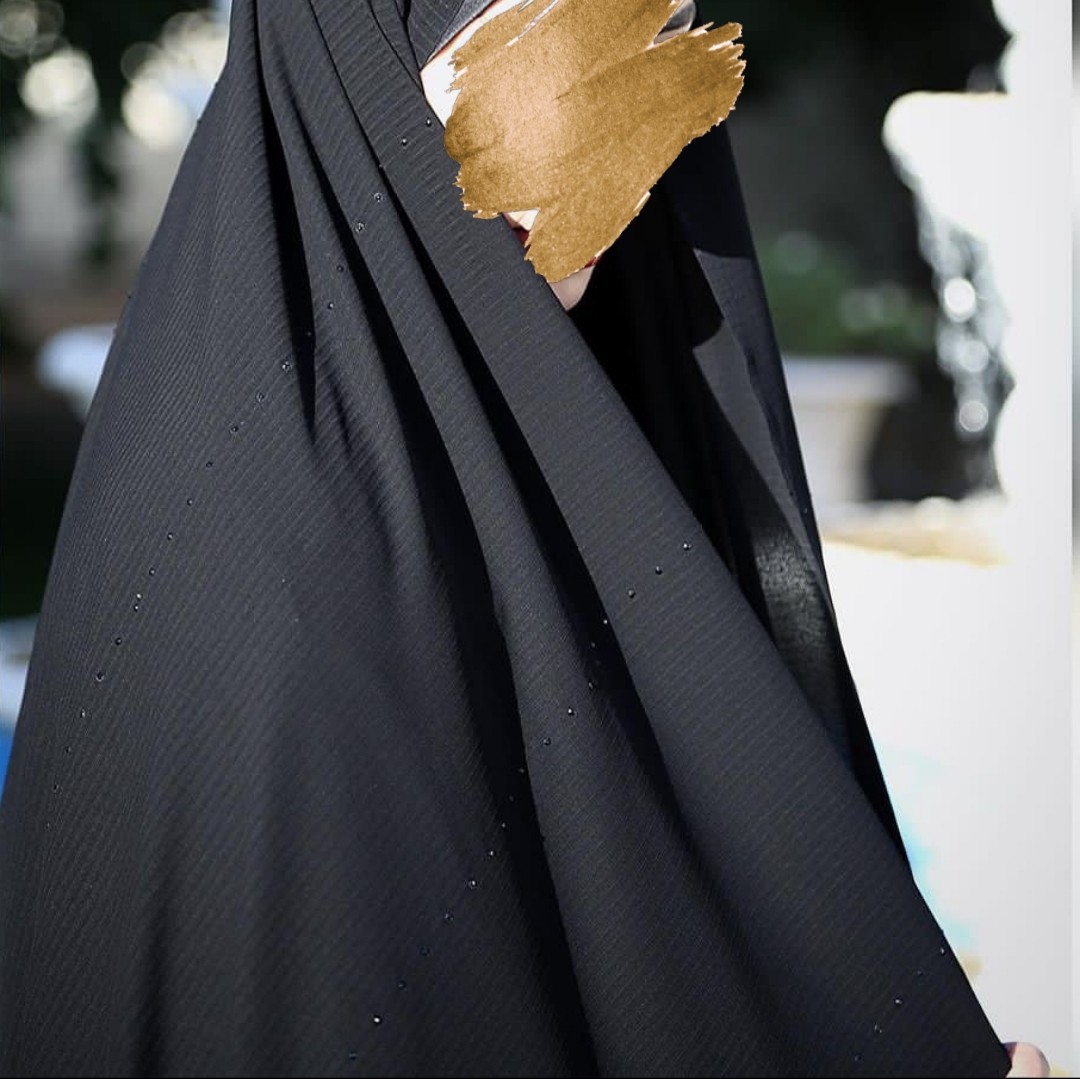 چادر قواره ای مشکی رولکس راهدار نگین دار کاملا مشکی و ضد چروک