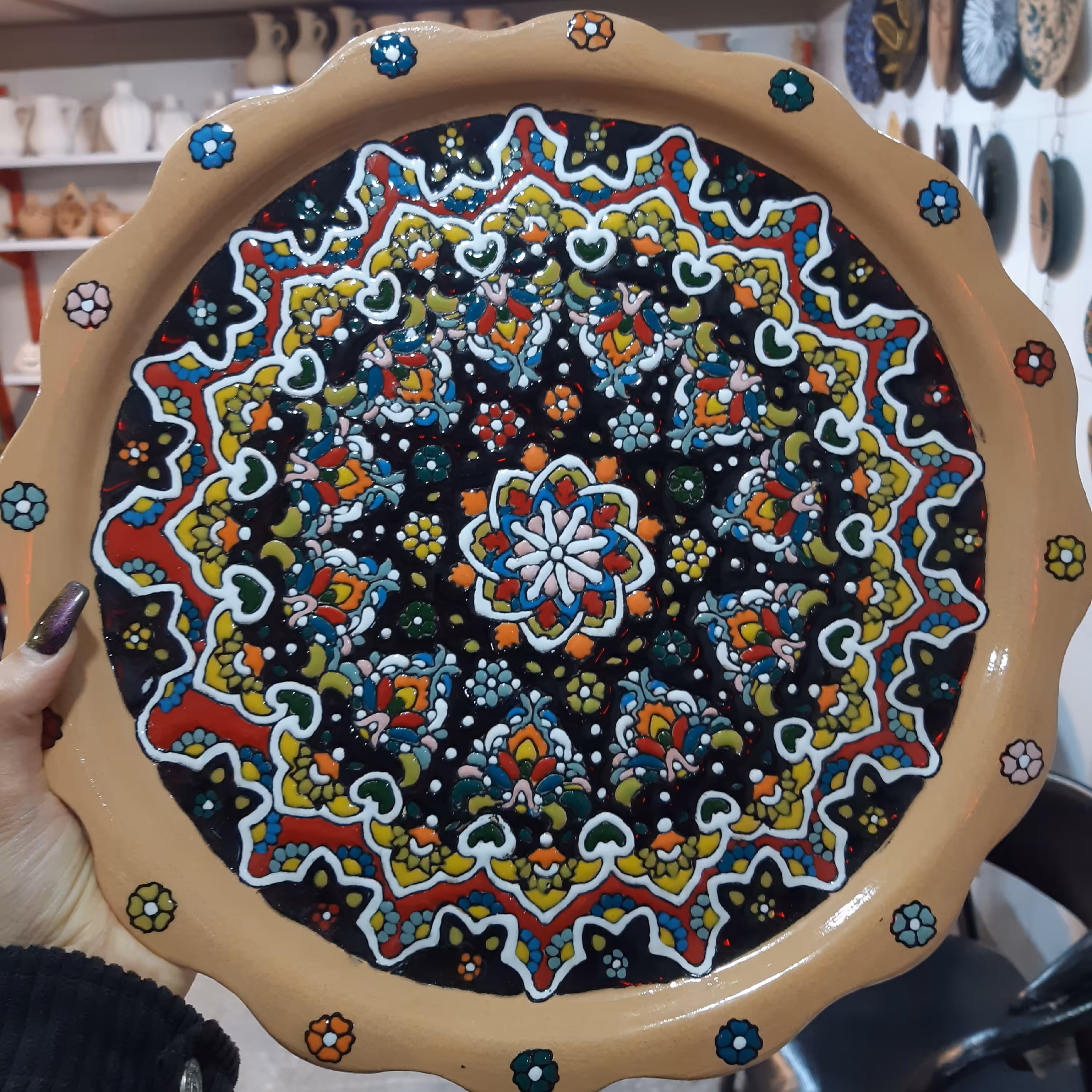 سینی دالبری سفالی میناکاری  قطر35