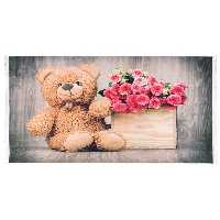 فرش ماشینی کودک کلاریس طرح خرس و گل کد 100238