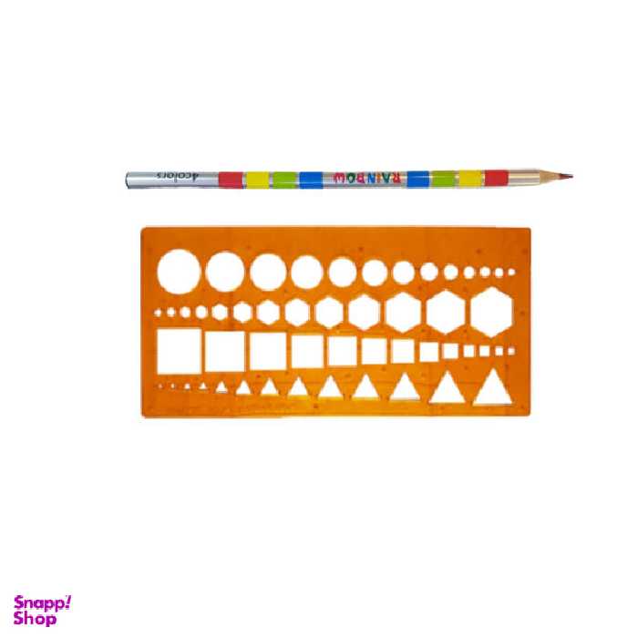 شابلون پارس رسام مدل اشکال هندسی به همراه مداد