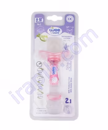 پستانک ارتودنسی ضدحساسیت با زنجیر و درپوش محافظ نوزاد 12-6 ماهه وی کر کد P111