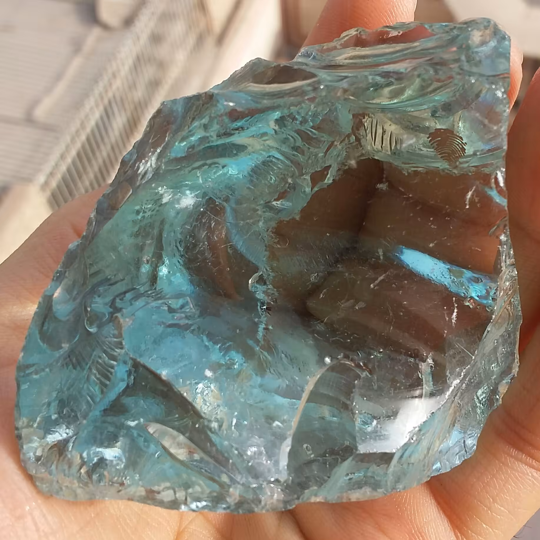 سنگ راف خام آبسیدین سبز آبی اصل محشرر 100 در 100 طبیعی شاهکار خلقت