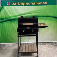 باربیکیو گازی محمد 60 سانتی  9 شعله با چدن 6ضلعی  کباب پز  منقل  کبابپز  رویه چدنی پایه دار با درب گنبدی و توری گریل