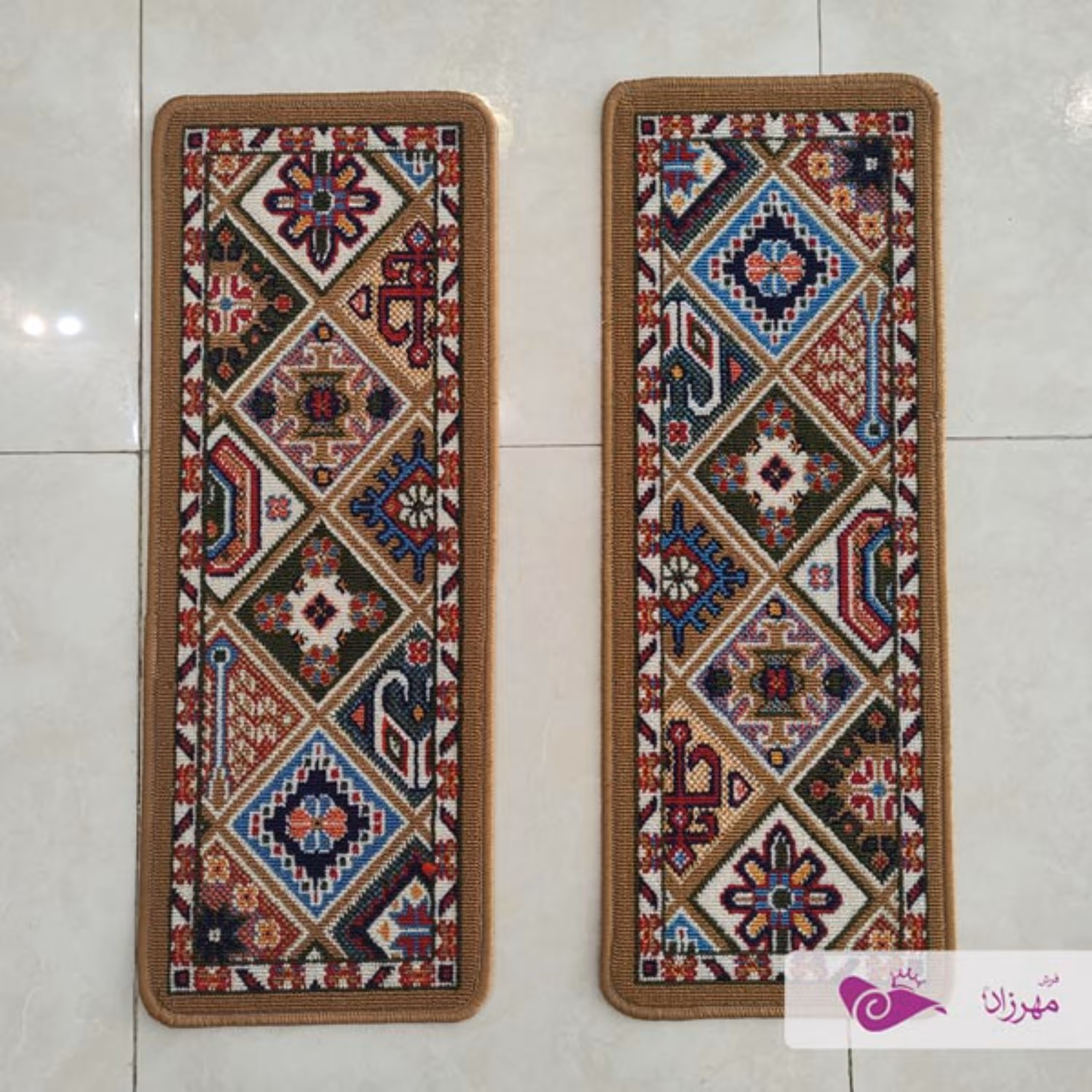 روپله ای 30 در 90 گلیم ماشینی نقشه محراب بژ