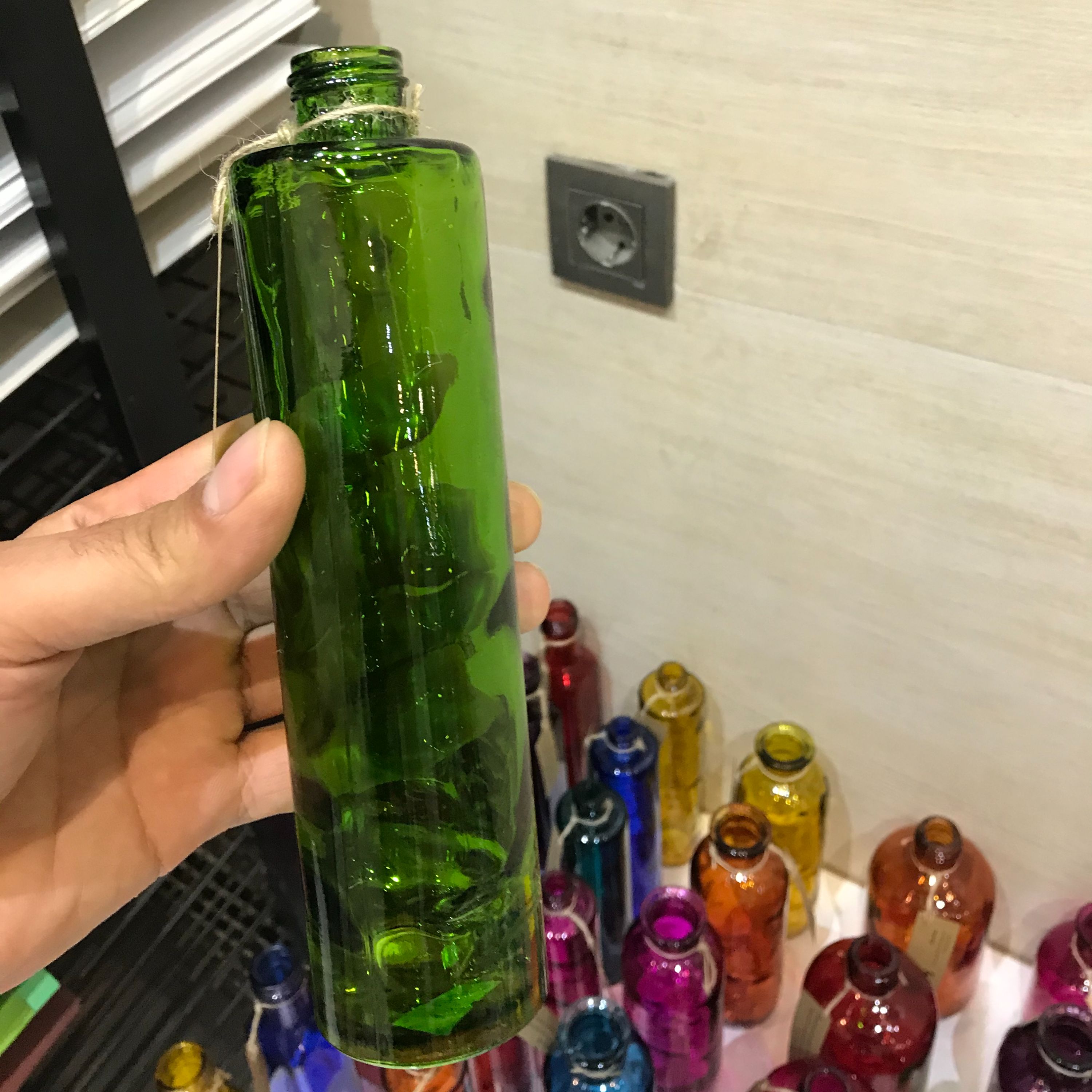 گلدان شیشه رنگی مدل دی