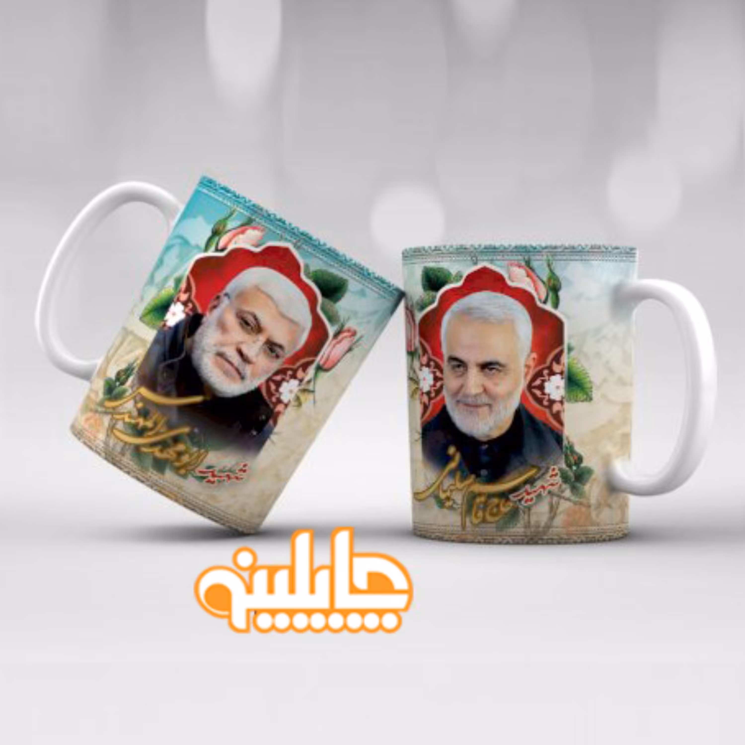 ماگ چاپلینو طرح قاسم سلیمانی و شهید ابومهدی المهندس - 242