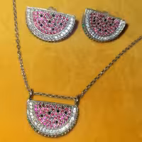 نیم ست جواهر نقره 925                                      