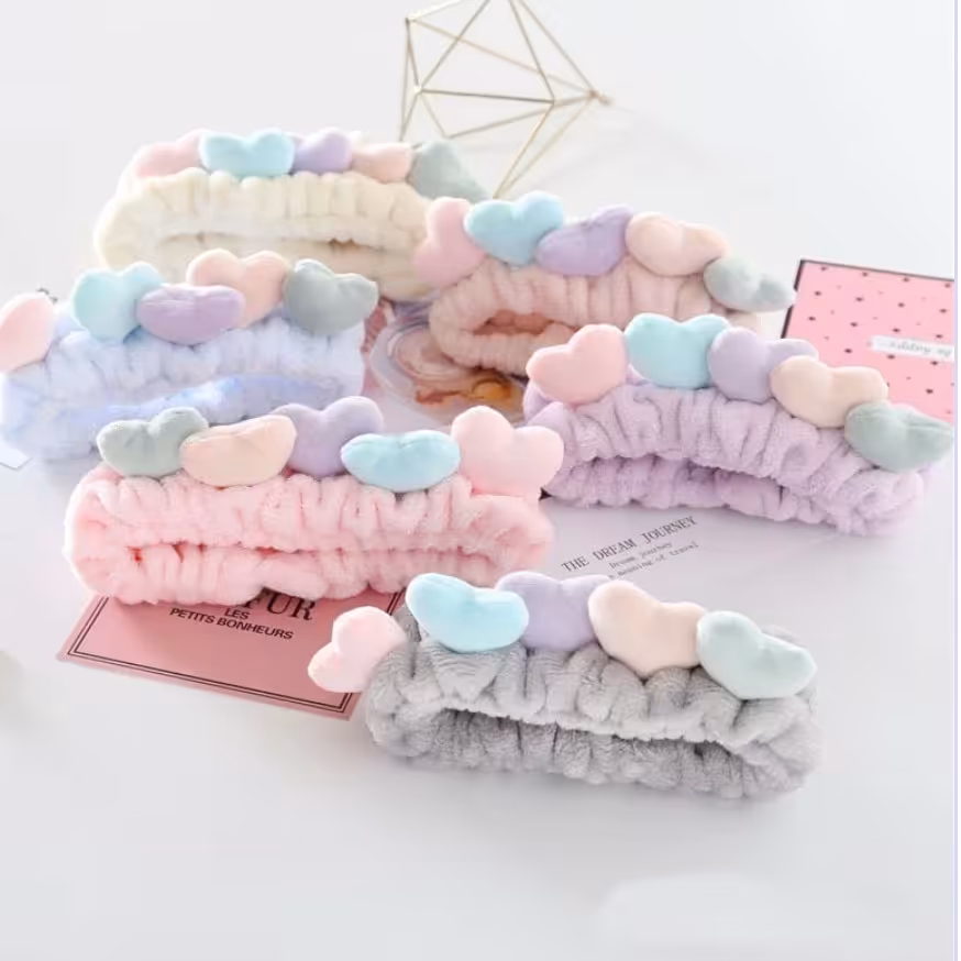 هدبند فانتزی حوله ای کشی طرح قلب