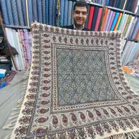 رومیزی قلمکار سفره قلمکار سفره کرباس سفره چیت گری منگوله دار صادراتی طرح گنبد گلدار زمینه پر شلوغ درجه1 دربین کیفیت اعلا