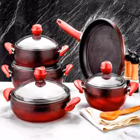 سرویس قابلمه گرانیتی 9 پارچه اوزلایف مدل AZRA قرمز