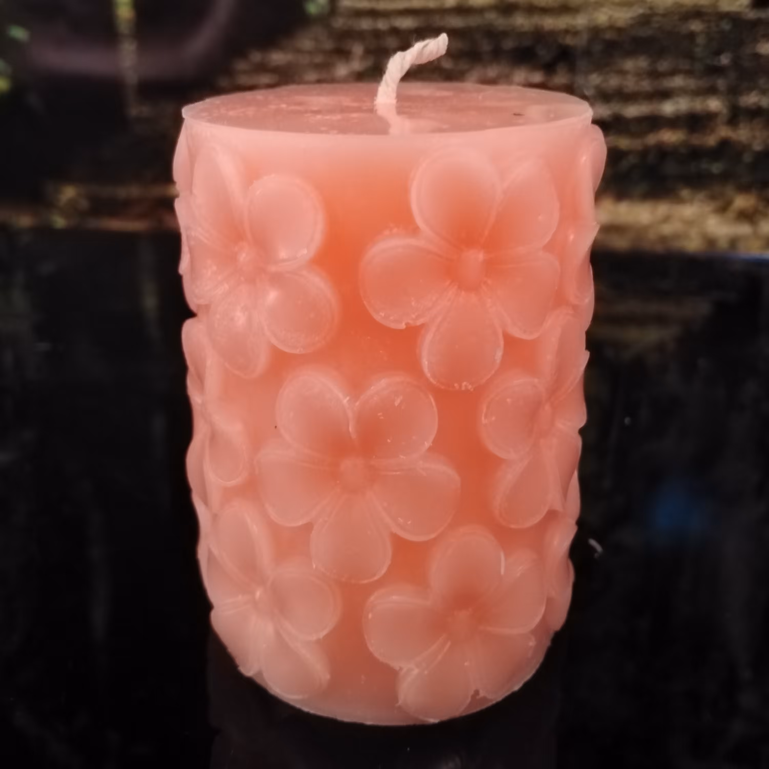 شمع استوانه ای طرح گل( 7پرتو ) معطر، رنگ گلبهی