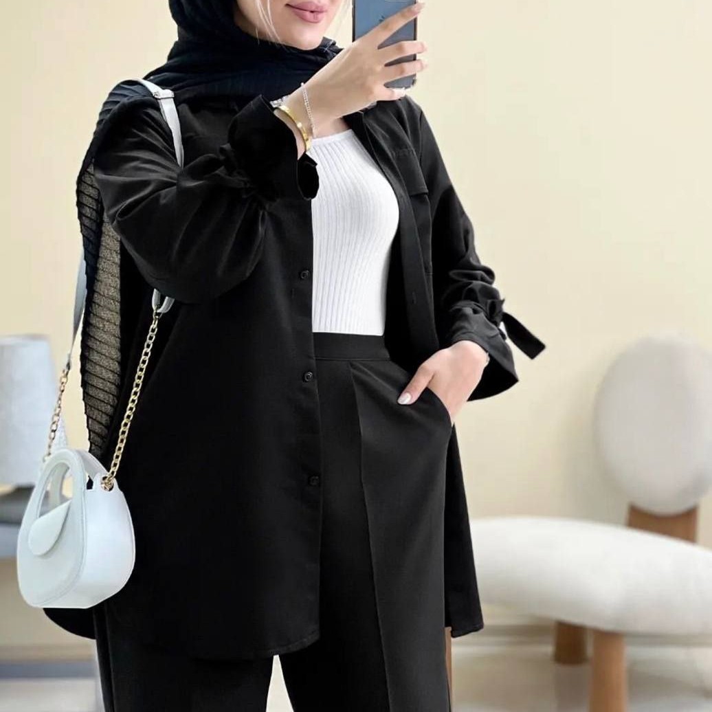 مانتو آستین گت دار داکرون مناسب محرم