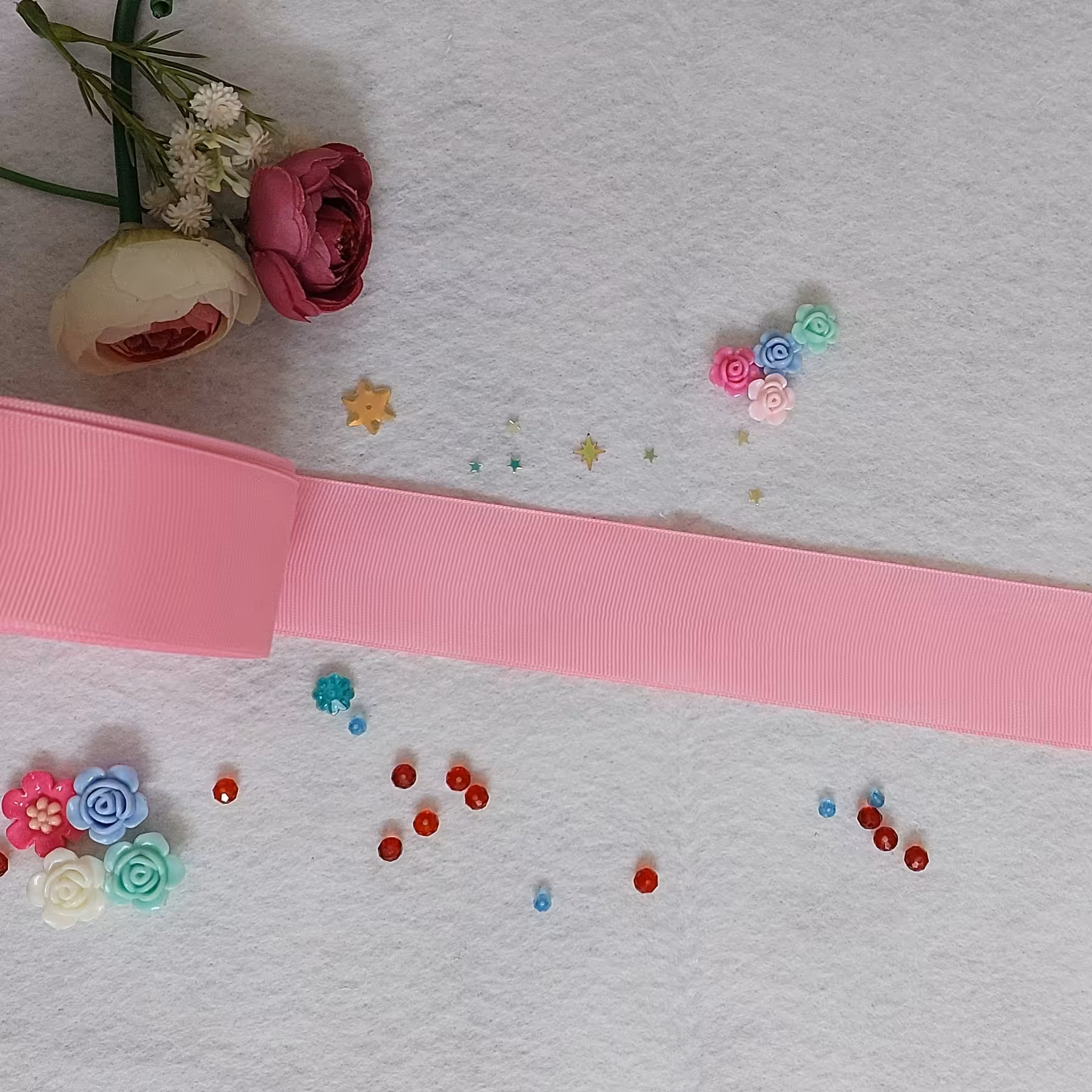 ربان گروگن چهار سانت صورتی (کد 5) روبان گروگن ساده رنگی متری گروگرن