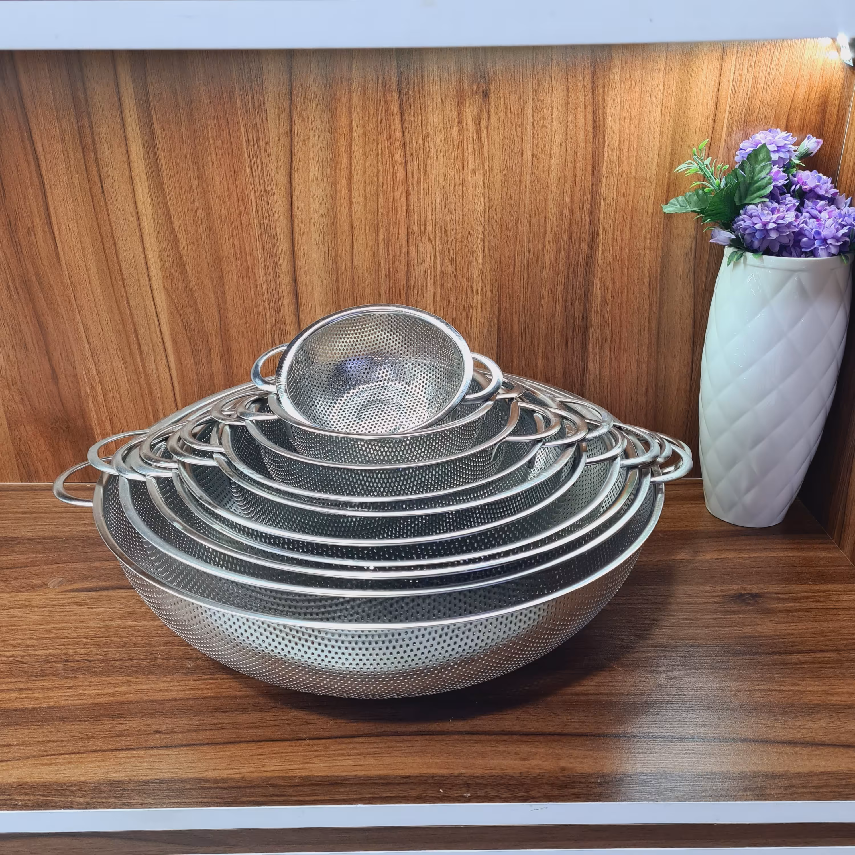 سرویس آبکش استیل خارجی ( لگن ، آبکش ، ابزار )