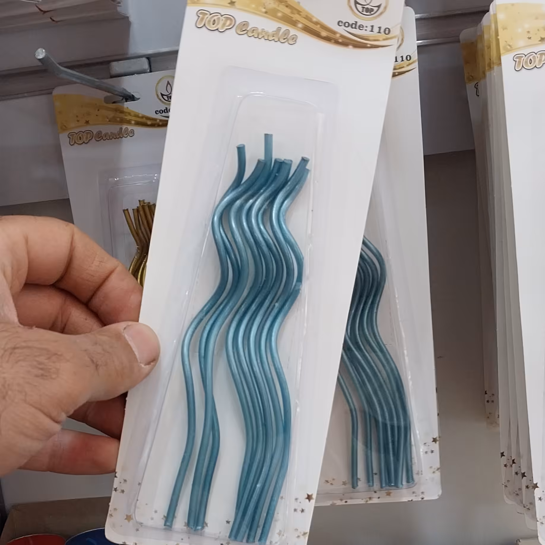 شمع ماکارونی آبی